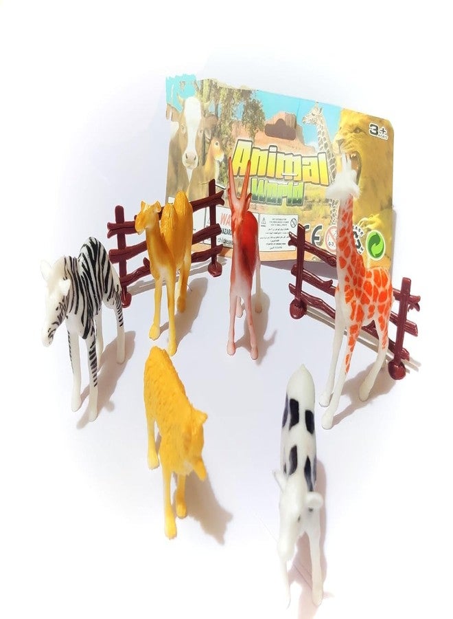 Manos Animal World Safari Toy Set, 6 Piece Wildlife Figures with Fence, Educational Animal Playset for Kids - Image 1